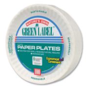 Picture of AJM Packaging Corporation White Paper Plates, 6" dia, 100/Bag, 10 Bags/Carton