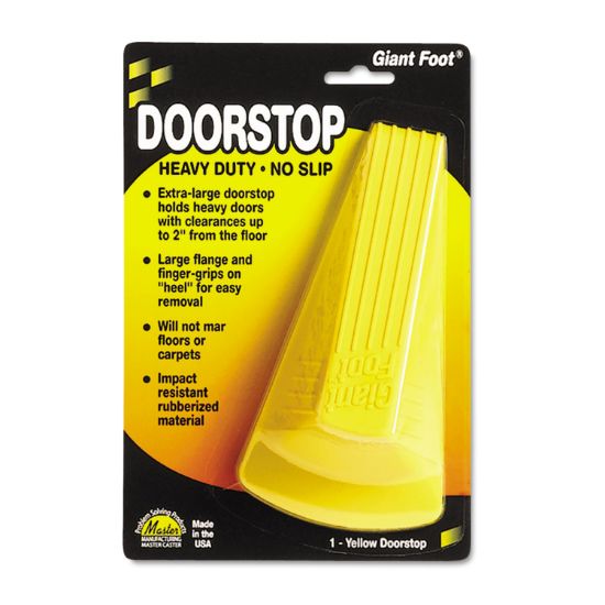 Picture of Master Caster® Giant Foot Doorstop, No-Slip Rubber Wedge, 3-1/2w x 6-3/4d x 2h, Safety Yellow