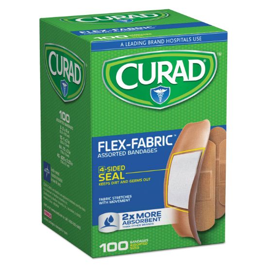 Picture of Curad® Flex Fabric Bandages, Assorted Sizes, 100 per Box