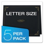 Picture of Oxford™ Certificate Holder, 11 1/4 x 8 3/4, Black, 5/Pack