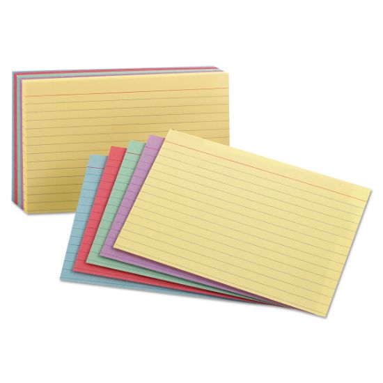 Picture of Oxford™ Ruled Index Cards, 5 x 8, Blue/Violet/Canary/Green/Cherry, 100/Pack