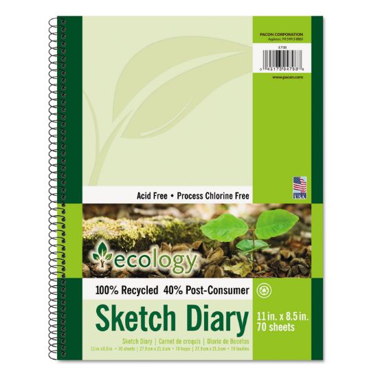 Picture of Pacon® Ecology Sketch Diary, 11 x 8 1/2, Unruled, White, 70 Sheets, 1 Pad