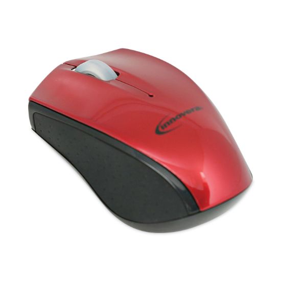 Picture of Innovera® Mini Wireless Optical Mouse, Three Buttons, Red/Black