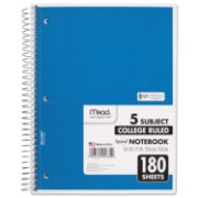 Picture of Mead® Spiral Bound Notebook, Perforated, College Rule, 10 ½ x 8, White, 180 Sheets