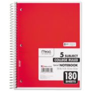 Picture of Mead® Spiral Bound Notebook, Perforated, College Rule, 10 ½ x 8, White, 180 Sheets