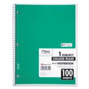 Picture of Mead® Spiral Bound Notebook, Perforated, College Rule, 11 x 8, White, 100 Sheets