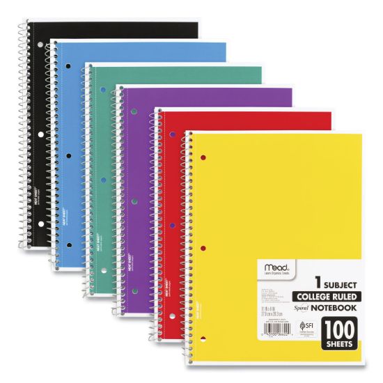 Picture of Mead® Spiral Bound Notebook, Perforated, College Rule, 11 x 8, White, 100 Sheets