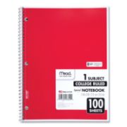 Picture of Mead® Spiral Bound Notebook, Perforated, College Rule, 11 x 8, White, 100 Sheets