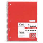 Picture of Mead® Spiral Bound Notebook, Perforated, Legal Rule, 10 1/2 x 7 1/2 White, 100 Sheets