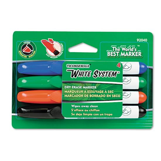 Picture of Ticonderoga® White System Marker, Broad Chisel Tip, Assorted Colors, 4/Set