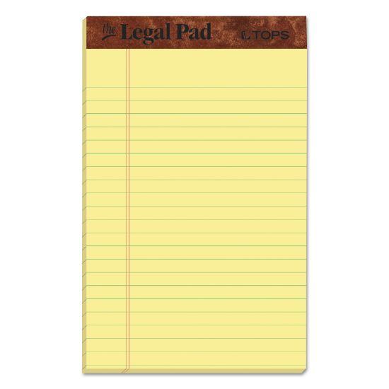Picture of TOPS™ "The Legal Pad" Ruled Perforated Pads, 5 x 8, Canary, 50 Sheets, Dozen