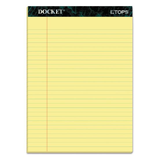 Picture of TOPS™ Docket Ruled Perforated Pads, 8 1/2 x 11 3/4, Canary, 50 Sheets, Dozen