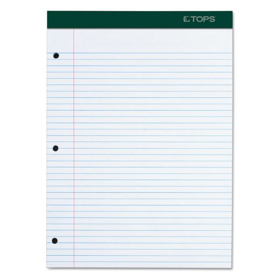 Picture of TOPS™ Double Docket Writing Pad, 8 1/2 x 11 3/4, White, 100 Sheets