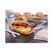 Picture of Dart® StayLock Clear Hinged Lid Containers, 5.4 x 9 x 3.5, Clear, 250/Carton