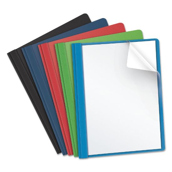 Picture of Oxford™ Clear Front Report Cover, 3 Fasteners, Letter, Assorted Colors, 25/Box