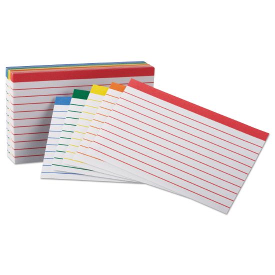 Picture of Oxford™ Color Coded Ruled Index Cards, 3 x 5, Assorted Colors, 100/Pack