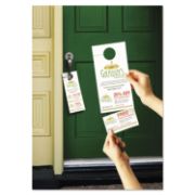 Picture of Avery® Door Hanger w/Tear-Away Cards, 4 1/4 x 11, Matte White, 10/Sheet, 40 Sheets/Pack