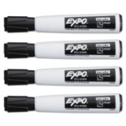 Picture of Magnetic Dry Erase Chisel Marker With Eraser 4/Pkg Black