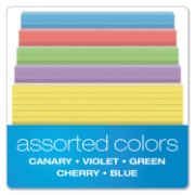Picture of Oxford™ Ruled Index Cards, 5 x 8, Blue/Violet/Canary/Green/Cherry, 100/Pack