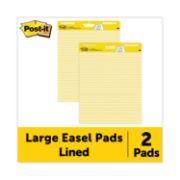 Picture of Post-it® Easel Pads Self Stick Easel Pads, Ruled, 25 x 30, Yellow, 2 30 Sheet Pads/Carton