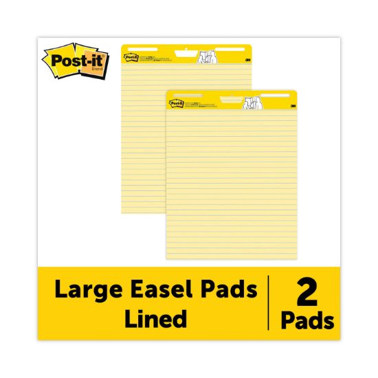 Picture of Post-it® Easel Pads Self Stick Easel Pads, Ruled, 25 x 30, Yellow, 2 30 Sheet Pads/Carton