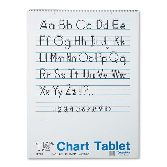Picture of Pacon® Chart Tablets w/Manuscript Cover, Ruled, 24 x 32, White, 25 Sheets