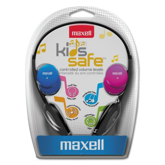Picture of Maxell® Kids Safe Headphones, Pink/Blue/Silver