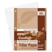 Picture of Pacon® Ecology Filler Paper, 8 x 10-1/2, Wide Ruled, 3-Hole Punch, White, 150 Sheets/PK