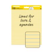 Picture of Post-it® Easel Pads Self Stick Easel Pads, Ruled, 25 x 30, Yellow, 2 30 Sheet Pads/Carton