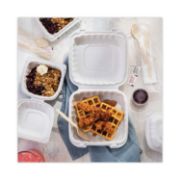 Picture of Pactiv EarthChoice SmartLock Hinged Lid Containers, 8 x 8, 32 oz, White, 200/Carton