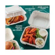 Picture of Pactiv EarthChoice SmartLock Hinged Lid Containers, 8 x 8, 32 oz, White, 200/Carton