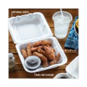 Picture of Pactiv Foam Hinged Lid Containers, White, 8.14 x 8.42, 1-Compartment, 150/Carton