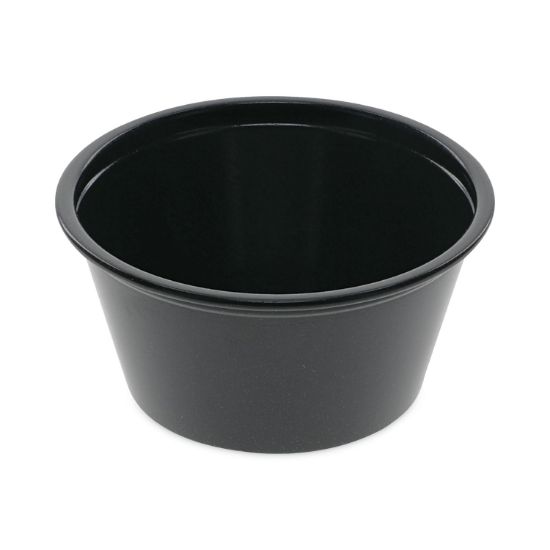 Picture of Pactiv Plastic Soufflé Cups, 2 oz., Black, 200/Bag, 12 Bags/Carton