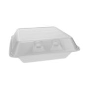 Picture of Pactiv SmartLock Foam Hinged Lid Containers, White, 9 x 9.5 x 3.25, 1-Compartment, 150/Carton