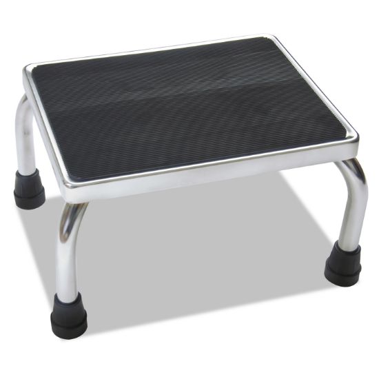 Picture of Medline Foot Stool, 16w x 12d x 8 1/4h, Steel, Chrome/Black Mat