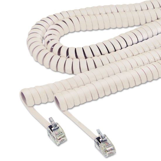 Picture of Softalk® Coiled Phone Cord, Plug/Plug, 12 ft., Ivory