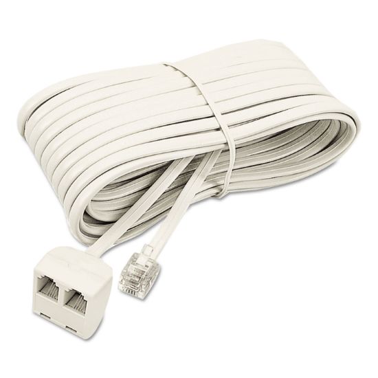 Picture of Softalk® Telephone Extension Cord, Plug/Dual Jack, 25 ft., Almond