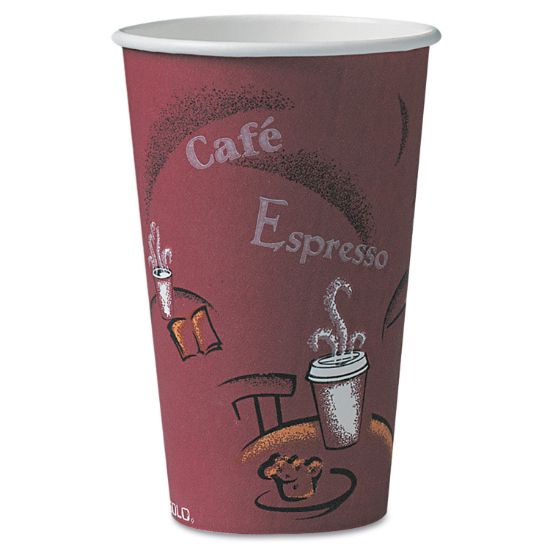 Picture of SOLO® Cup Company Bistro Design Hot Drink Cups, Paper, 16oz, Maroon, 300/Carton