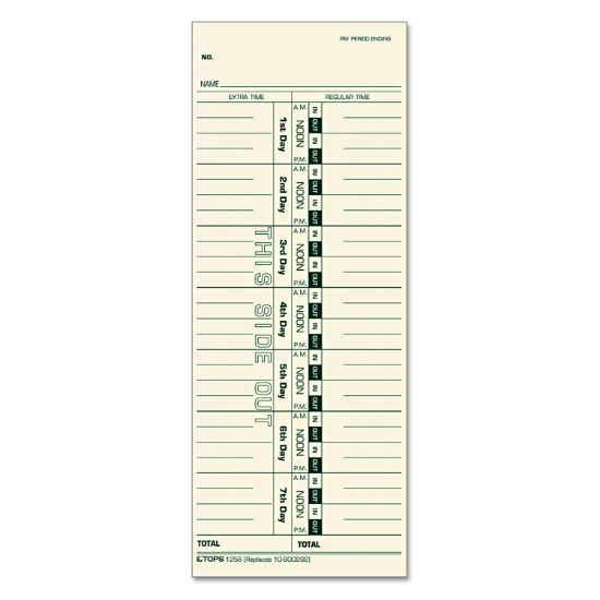 Picture of TOPS™ Acroprint/Cincinnati/Lathem/Simplex/Stromberg Time Card 3 1/2 x 9, 500/Box