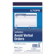 Picture of TOPS™ Avoid Verbal Orders Manifold Book, 6 1/4 x 4 1/4, 2-Part Carbonless, 50 Sets/BK