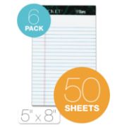 Picture of TOPS™ Docket Ruled Perforated Pads, 5 x 8, Narrow, White, 50 Sheets, 6/Pack