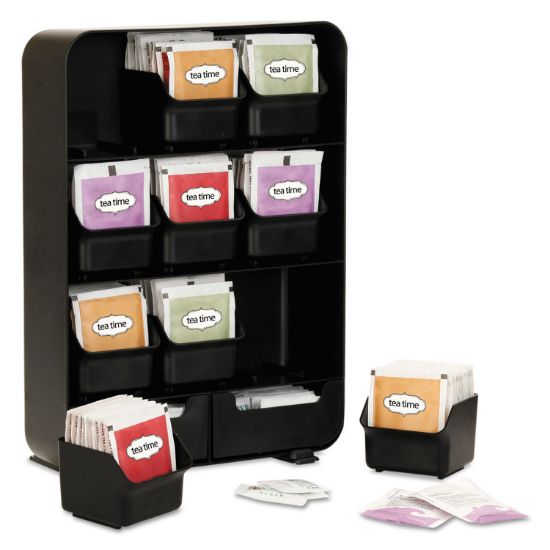 Picture of Mind Reader Baggy Nine-Drawer Tea Bag and Accessory Holder, Black, 10.24 x 4.33 x 13.11