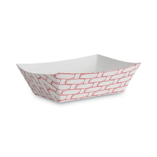 Picture of Paper Food Baskets, 16oz Capacity, Red/White, 1000/Carton