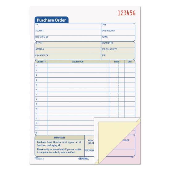 Picture of TOPS™ Purchase Order Book, 5 9/16 x 8 7/16, Three-Part Carbonless, 50 Sets/Book