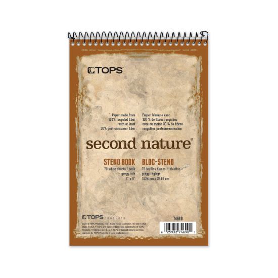 Picture of TOPS™ Second Nature Spiral Reporter/Steno Book, Gregg, 6 x 9, White, 70 Sheets