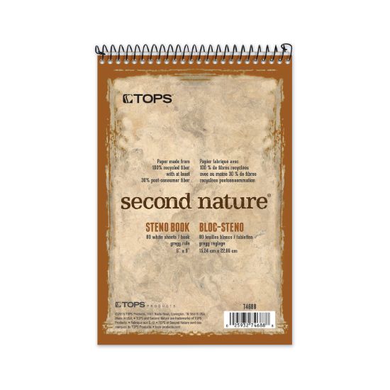 Picture of TOPS™ Second Nature Spiral Reporter/Steno Book, Gregg, 6 x 9, White, 80 Sheets