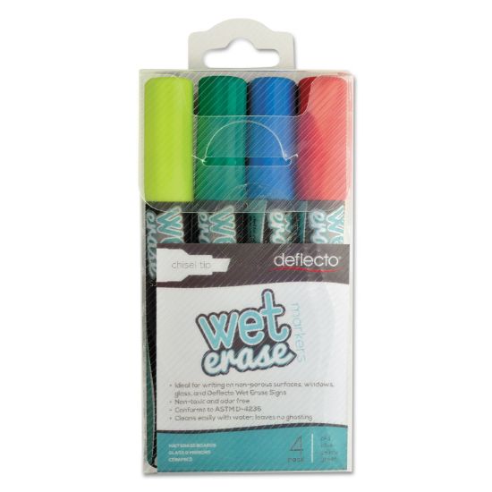 Picture of deflecto® Liquid Chalk Marker, Chisel, Assorted, 4/Pack