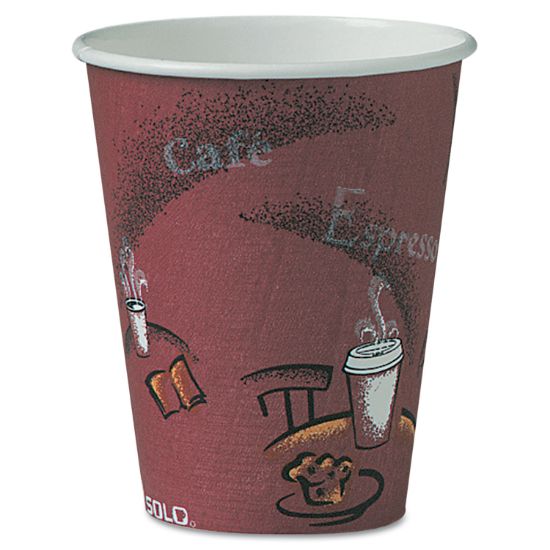 Picture of SOLO® Cup Company Bistro Design Hot Drink Cups, Paper, 8oz, Maroon, 500/Carton