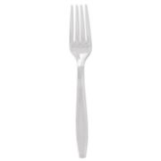 Picture of SOLO® Cup Company Guildware Heavyweight Plastic Cutlery, Forks, Clear, 1000/Carton