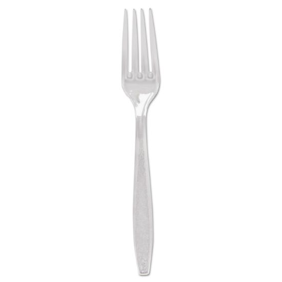 Picture of SOLO® Cup Company Guildware Heavyweight Plastic Cutlery, Forks, Clear, 1000/Carton